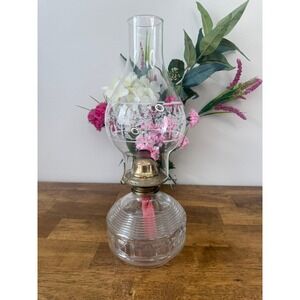Vintage Oil Lamp UV Reactive‎ Glass Blue Glow Hurricane Lamp Lighting Decor